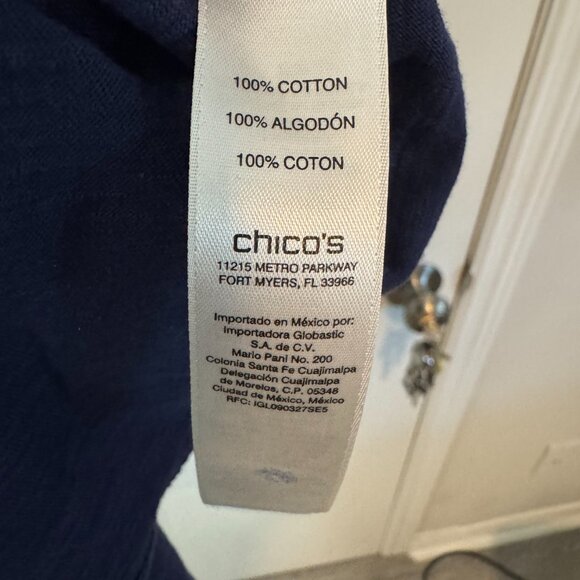 Chico's Navy Blue T-Shirt Size 2 - Picture 4 of 4